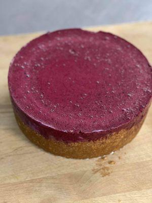 Two layer bluberry cheese cake. Biscoff crust.