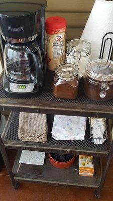 Coffee station...well stocked.