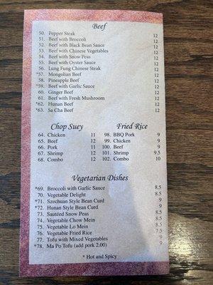 New Updated Menu