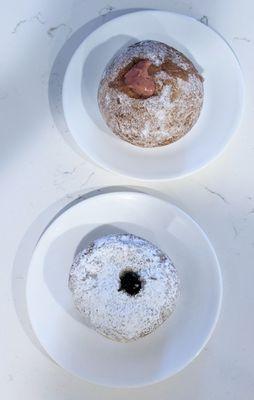 Strawberry cream and chocolate custard paczki