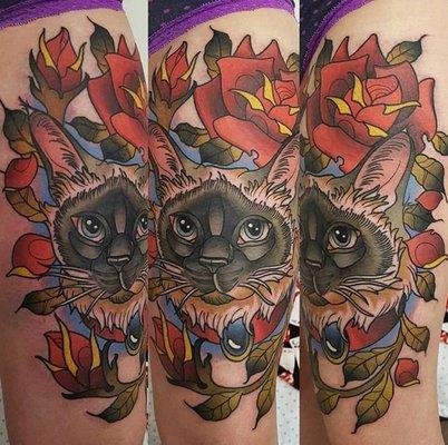 Neotraditional cat portrait by Thai Do