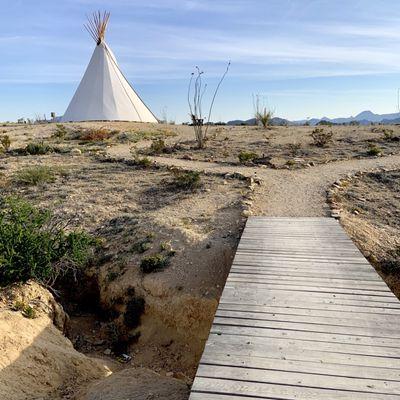 Paths to tipis (wagons are provided to lug your stuff)