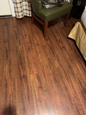 Hardwood floors seemed clean. Always love when there isn't carpet in rooms!