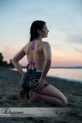 A model helping out for some fun in the sun at Alkia Beach.