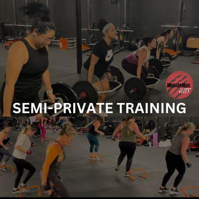 Achieve your fitness goals with personalized Semi-Private Training, combining expert coaching and a supportive group environment!