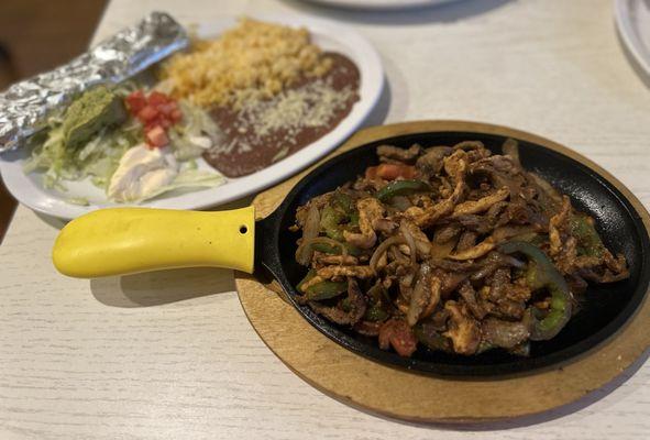 Chicken and steak fajitas