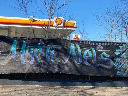 Sign inside food truck park