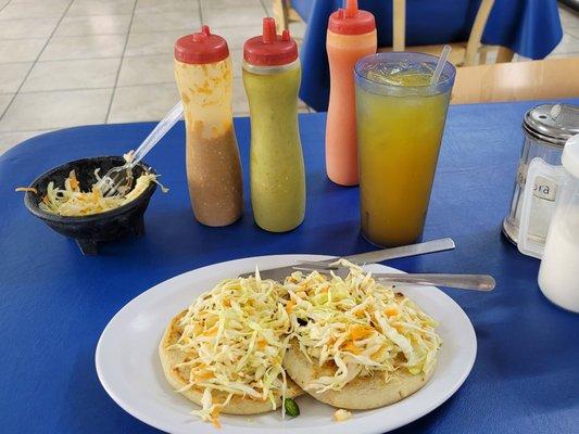 Two pupusas make a good portion. The maracuja (passion fruit) drink is excellent.