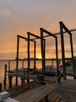 View of sunset from outdoor dining