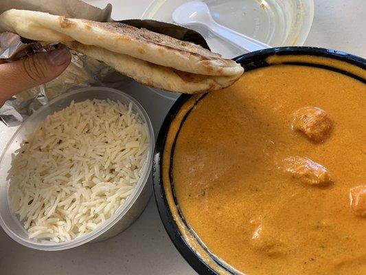 Chicken tikka masala, Naan, Rice