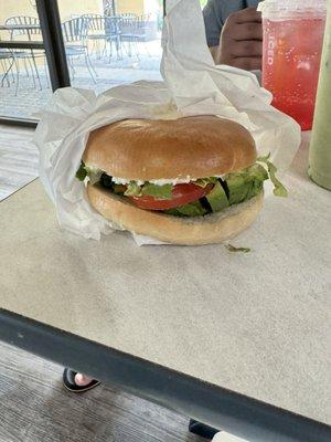 american bagel with avocado