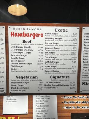 Interesting burger options!