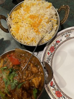 Chicken Kadai and Saffron Rice