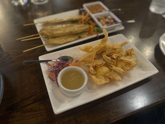 Chicken Satay & Crab Rangoon