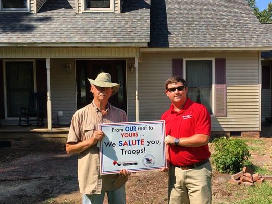 Kenny with one of our valued customers supporting Homes for Our Troops!