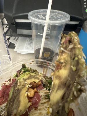 Salad with rotten avocado