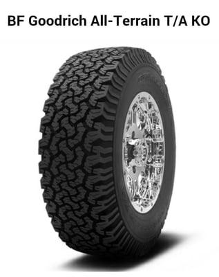 An aggressive tread tire for our customer's truck. These BF Goodrich are great in all-terrain conditions and look ultra tough!