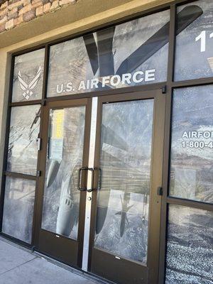 Entrance to Air Force and space force recruiting center.