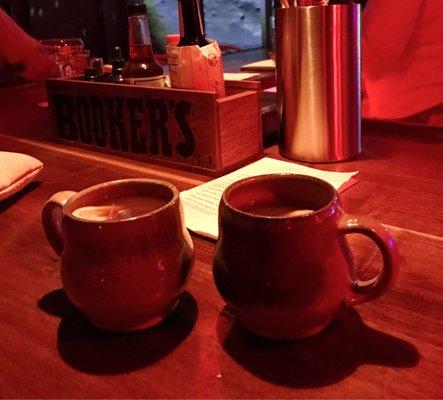 Two hot toddies in locally made mugs!