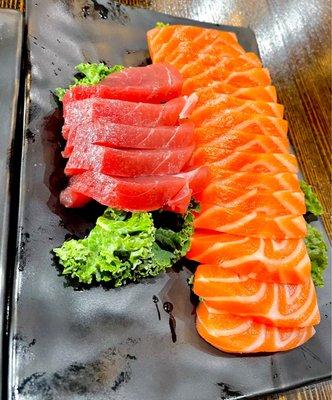 Tuna and salmon sashimi