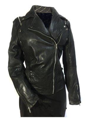 Washed Biker Leather Woman Jacket with hi sheen and lustre on Leather