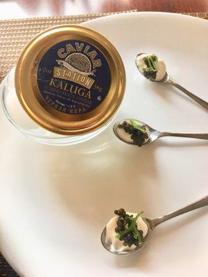 Caviar and Bellwether Farms Creme fraiche - my lovely lunch