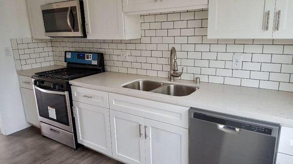 Modern subway tile kitchen