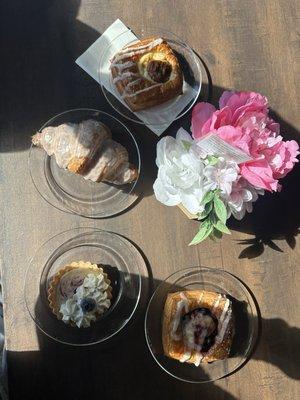 Fruit Danish, Pumpkin Danish, Lemon Blueberry Tart, and a Glazed Croissant