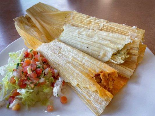 I love their chicken and pork tamales.