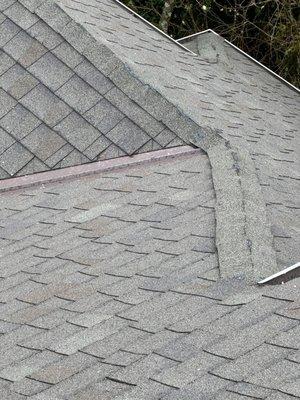 Roof showing poor quality of the roofing work done by Ability Roofing Plus.