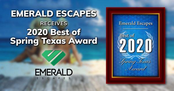 Emerald Escapes Receives the 2020 Best of Spring Texas Award