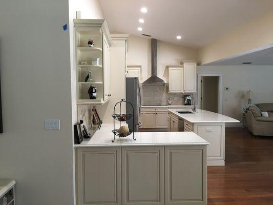 Ms. Sheehan's kitchen - Pompeii Quartz Sunny Pearl countertops.