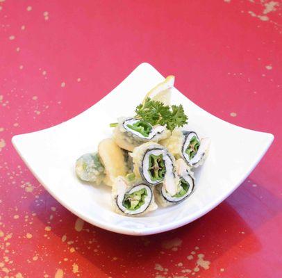 Shishito wrapped with calamari