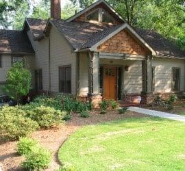 complete roof, cedar shake and rain chains