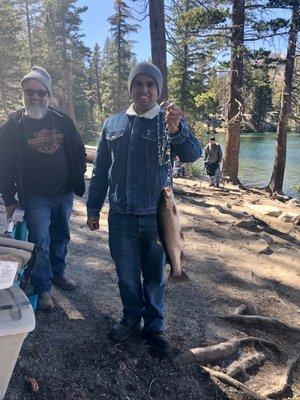 Me and dad's first caught rainbow trout from fishing