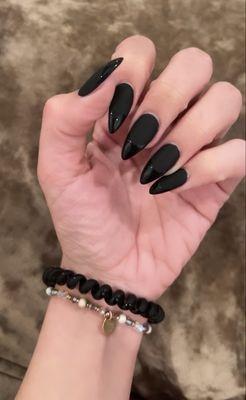 Matte/ shiny black French nails