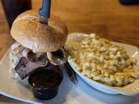 BBQ Beef Brisket Sandwich and side of macaroni and cheese.  Sandwich was delicious but skip the Mac n cheese next time