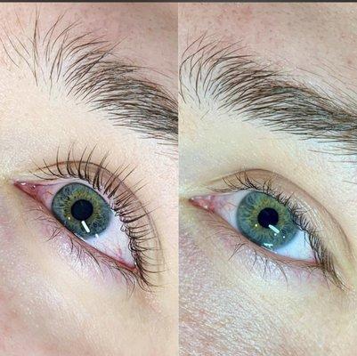 Keratin lash lift before and after picture