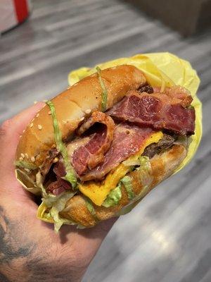 Pastrami cheeseburger