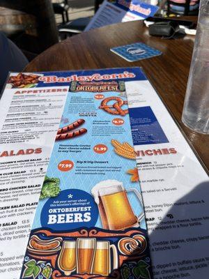 Octoberfest menu