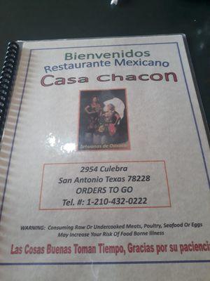 Cover of menu