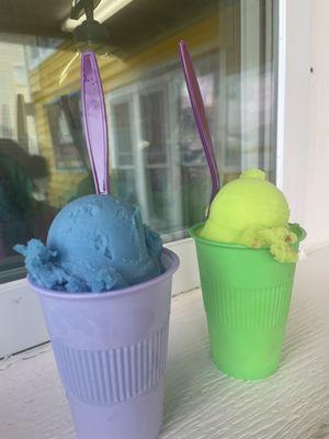 Blue Raspberry (left) and Green Apple (right)