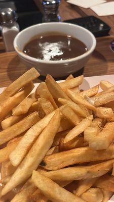 Fries and brown gravy.... Just add a little salt