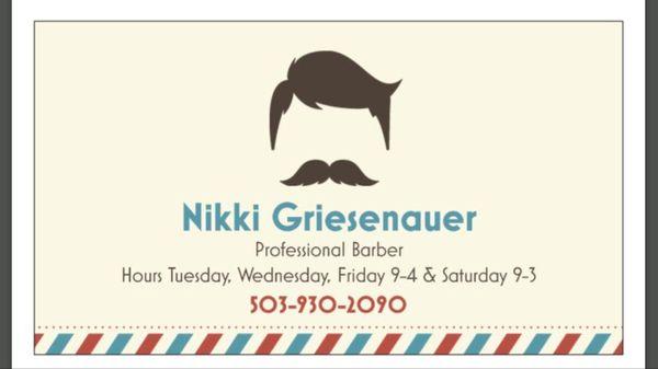 Nikki's contact info and hours