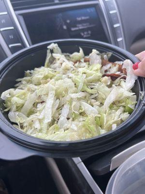 My lousy salad! Mostly brownish lettuce for $18!