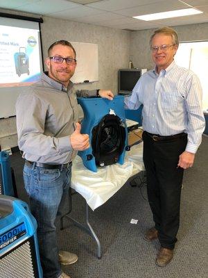 Bj with Legend Brands giving away a Velo air mover for our March Extravaganza event.