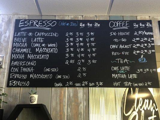 Espresso Menu