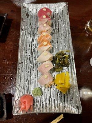 Rainbow roll with pickled vegetables