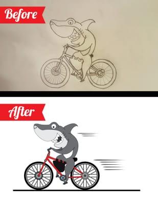 Sketch Illustrating and Vectorization for Logo Design