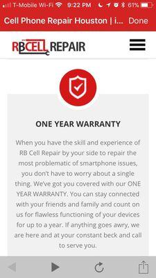 One year warranty  hasn't even been a week and my phone is far from "flawless" I guess expecting it be the same color was too much.